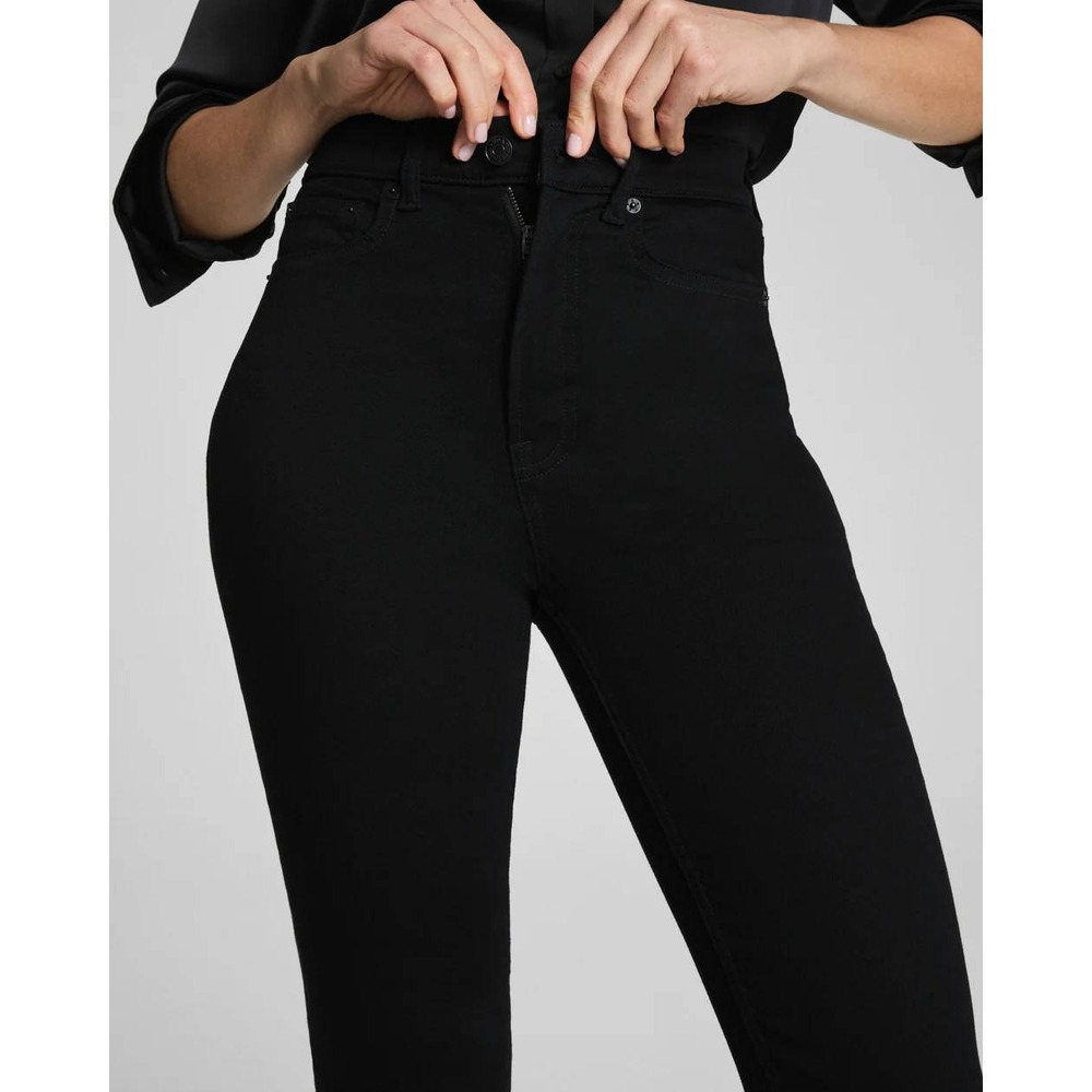 SPANX High Rise Flare Jeans Women 6 Regular Black Stretch Slimming Tummy Control - Picture 2 of 16